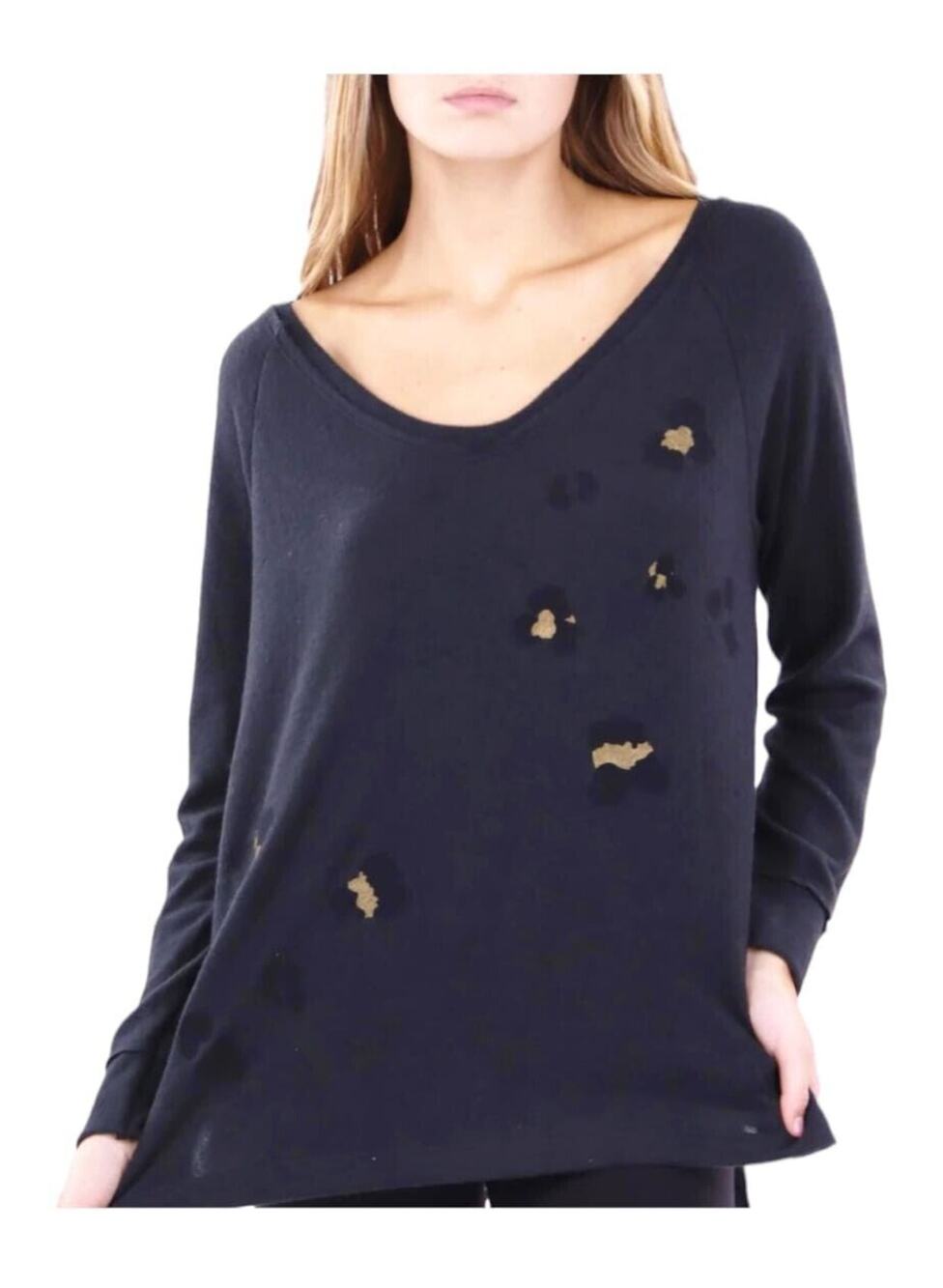 Anthropology Maronie Black Cheetah Print Oversized Top Size S NWT